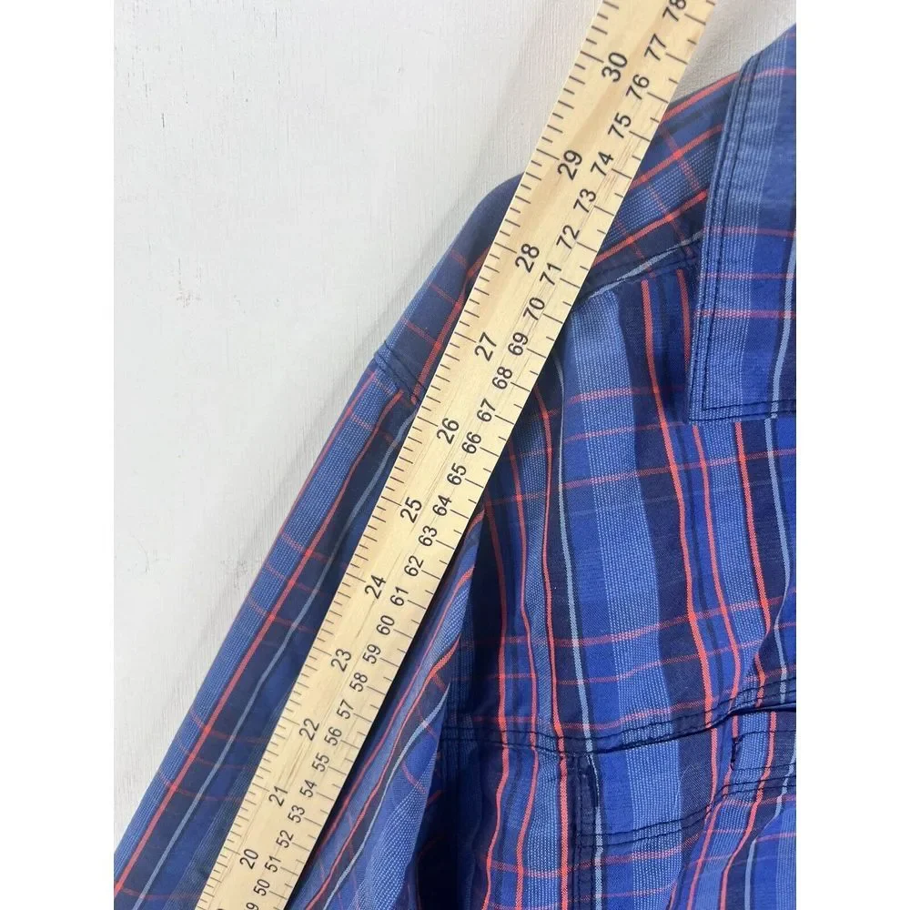 The North Face‎ Shirt Men XL Blue Roll-Up Long Sleeves Zip Pockets Logo Hiking